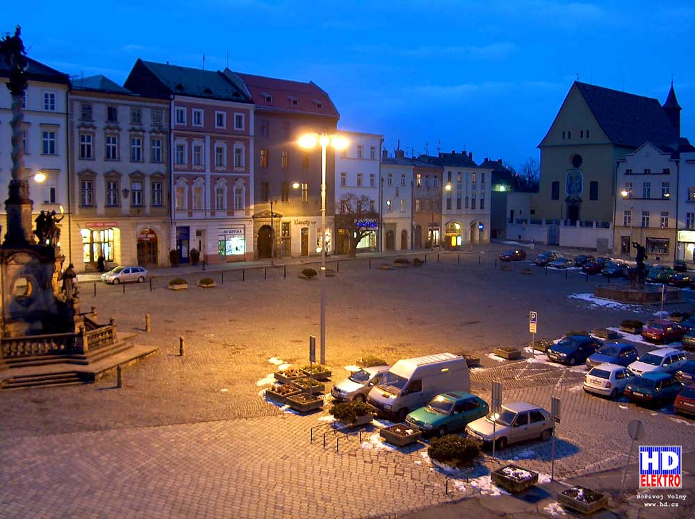 Dolní náměstí v Olomouci - noční snímek